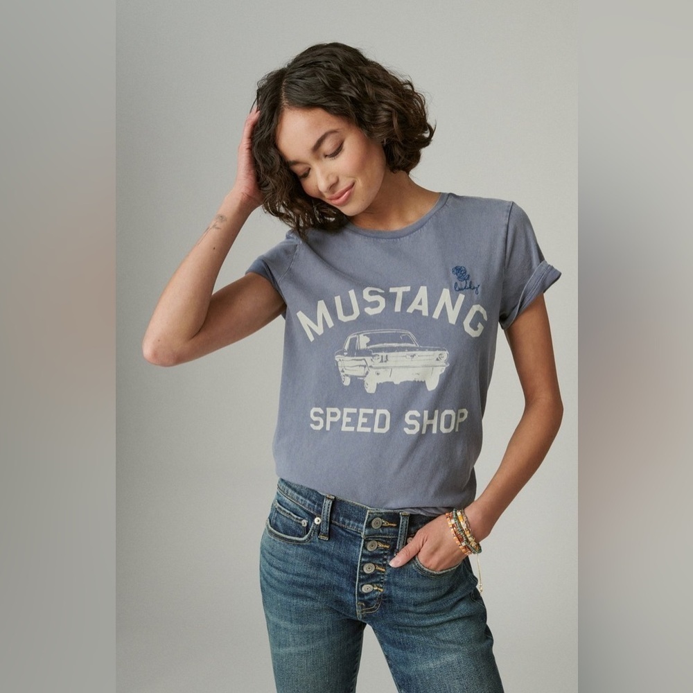 LUCKY BRAND Mustang Speed Shop Classic Graphic T-Shirt Size Medium